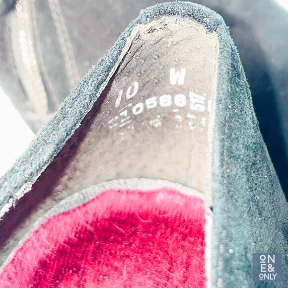 MUNRO Annee Suede Low Ankle Booties Womens Sz 10W Black Almond Toe Block Heels - Picture 6 of 11